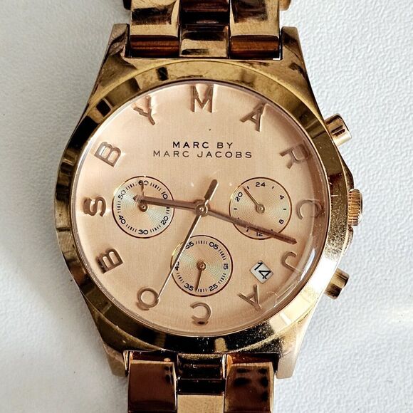 Marc by Marc Jacobs Women's Rose Gold Stainless Steel Chronograph Watch MBM3107 - Picture 1 of 6